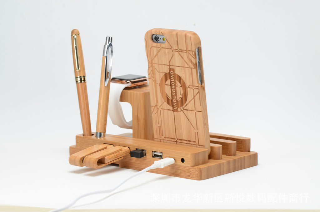 Compatible with Apple , Bamboo,andMobile applewatch bracket charging wooden bracket